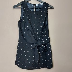 All in Favor faux wrap sleeveless blouse side slits back zip and keyhole…